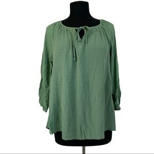 Brina & Em Peasant Top Green S 3/4 Sleeve